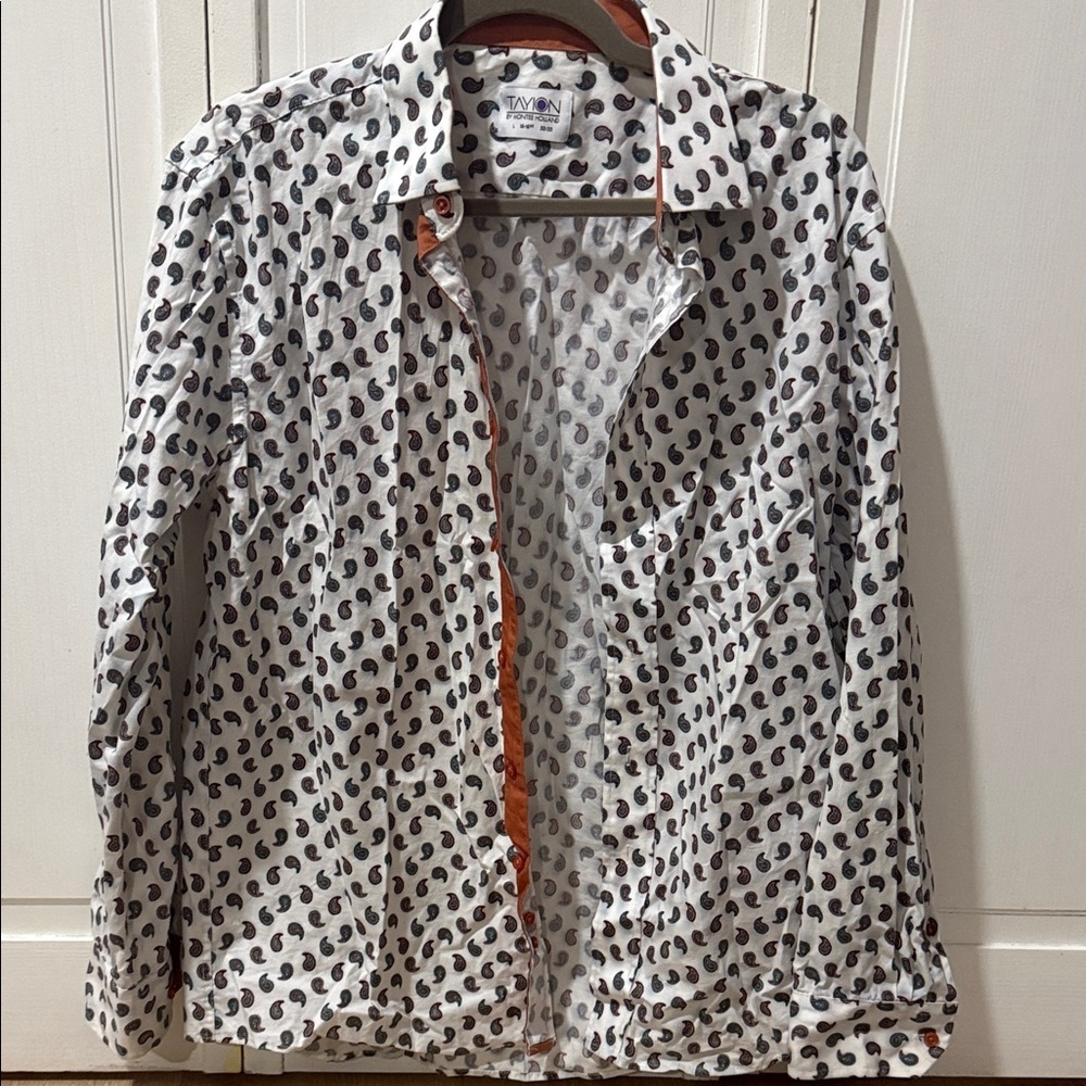 Tavion White Paisley Print Men's Dress Shirt - Picture 1 of 10